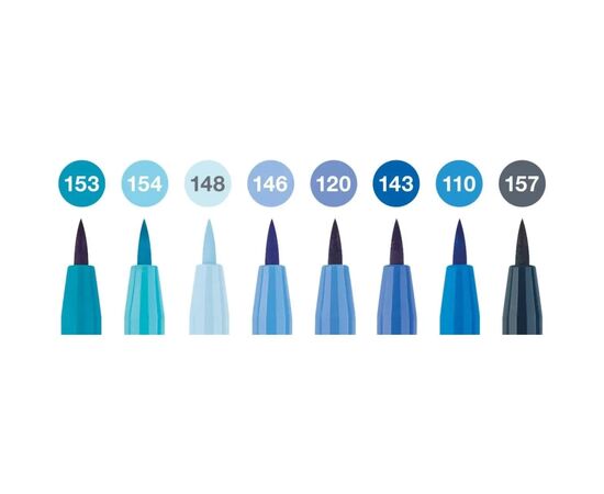 Лайнер Faber-Castell набор капиллярных ручек кисточек PITT Artist Pens Brush The Blues, 8 цветов (32113), изображение 3