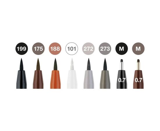 Лайнер Faber-Castell набор капиллярных ручек Pitt Artist Pens Classic, 8 штук разных цветов (32104), изображение 3