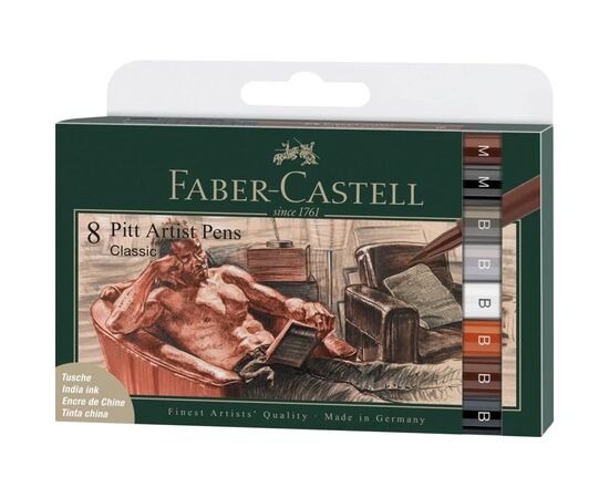 Лайнер Faber-Castell набор капиллярных ручек Pitt Artist Pens Classic, 8 штук разных цветов (32104)