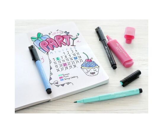 Лайнер Faber-Castell набор капиллярных ручек Starter set Bullet Journaling 9 предметов + скетчбук в точку (29104), изображение 4
