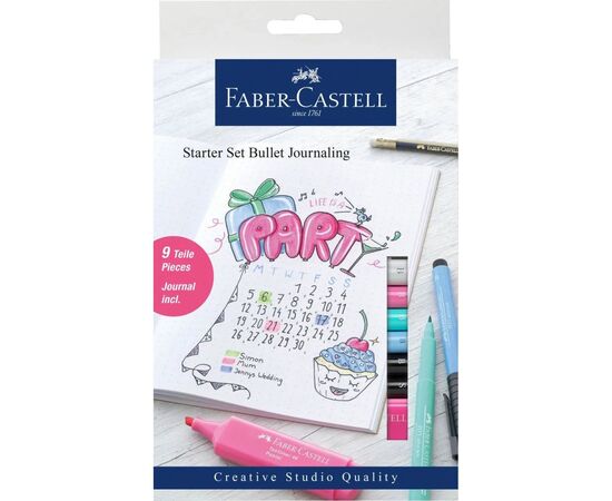 Лайнер Faber-Castell набор капиллярных ручек Starter set Bullet Journaling 9 предметов + скетчбук в точку (29104)