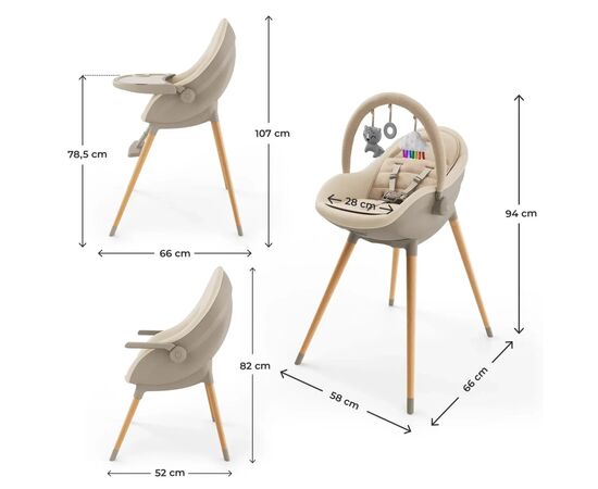 Стульчик для кормления Kinderkraft 2 в 1 Fini Up Beige (5902533930104), изображение 7