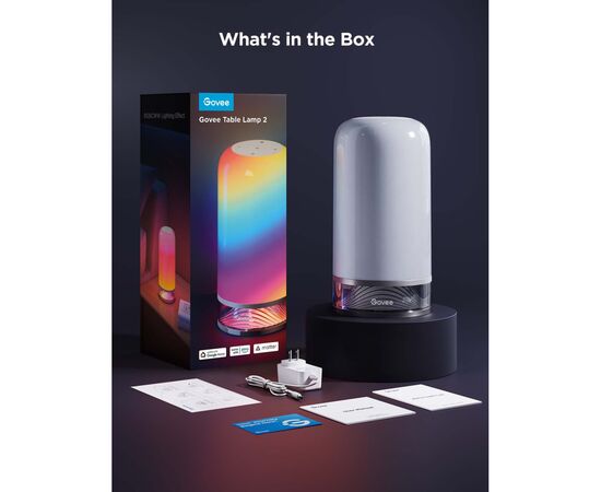 Настольная лампа Govee H6022 Table Lamp 2, RGBICWW, WI-FI/Bluetooth, білий (H60223D1), изображение 2