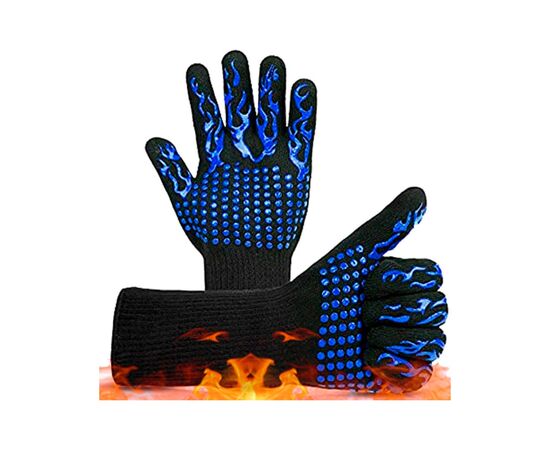 Защитные перчатки Voltronic HFG-800-Blue Torch, термостойкие, огнеупорные, до 800°C, Black/Blue (HFG-800-B/Bl)