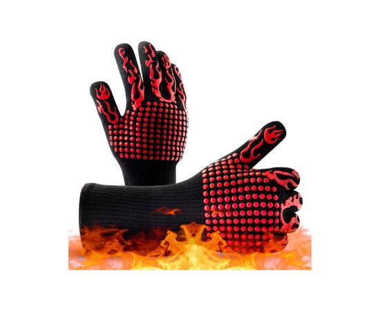 Защитные перчатки Voltronic HFG-800-Red Torch, термостойкие, огнеупорные, до 800°C, Black/Red (HFG-800-B/R)