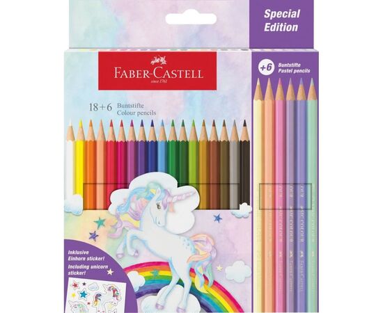 Карандаши цветные Faber-Castell Classic Colour Unicorn 18 класичних + 6 пастельні кольорів (111221) (32516)
