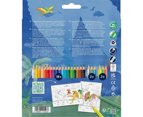 Карандаши цветные Faber-Castell Colour Grip, акварельні, 18 кольорів + 3 металіка та 3 неонових (32478), изображение 2