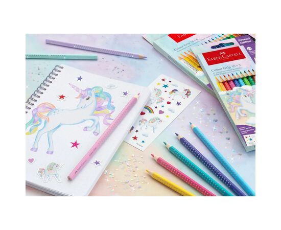 Карандаши цветные Faber-Castell Colour Grip Unicorn, акварельні, 18 кольорів + 6 пастельних (201543) (32324), изображение 3