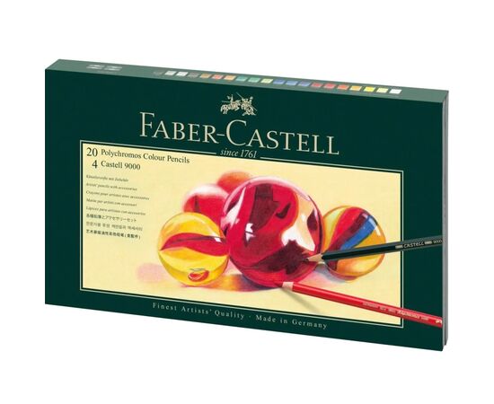 Карандаши цветные Faber-Castell Polychromos 20 кольорів в подарунковій коробці з аксесуарами (210051) (28971)