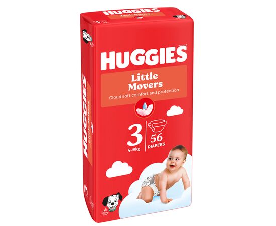 Подгузники Huggies Little Movers 3 (4-9 кг) Jumbo 56 шт (5029053567570), изображение 2