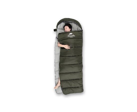 Спальний мішок Naturehike з капюшоном U250 NH20MSD07 (6°C) правий, темно-зелений (6927595767214-R), зображення 4