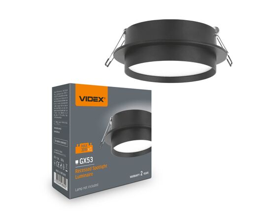 Світильник точковий Videx під лампу GX53 врізний Круглий Чорний (VL-SPF33R-B)