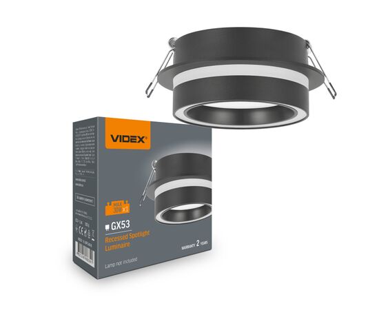 Светильник точечный Videx під лампу GX53 врізний Чорний (VL-SPF34R-B)