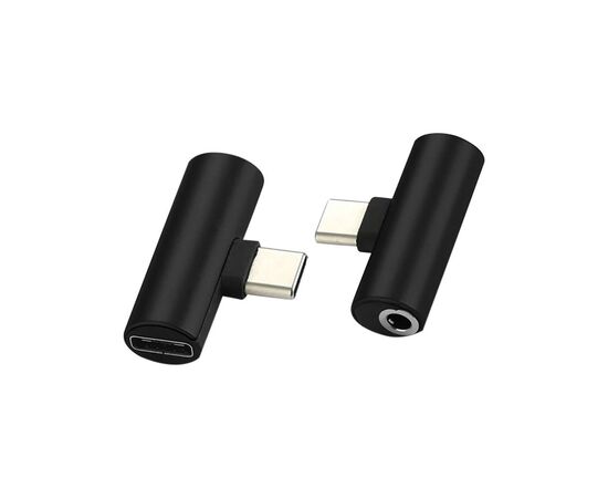 Переходник USB-C M to USB-C F + 3.5mm F black XoKo (AC-205-BK), изображение 2