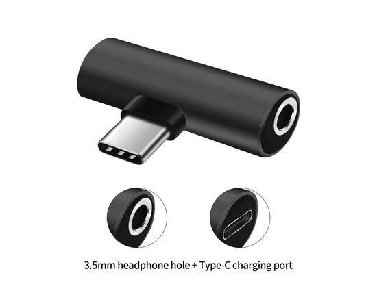 Переходник USB-C M to USB-C F + 3.5mm F black XoKo (AC-205-BK), изображение 3