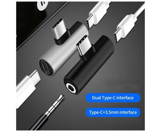 Переходник USB-C M to USB-C F + 3.5mm F black XoKo (AC-205-BK), изображение 4