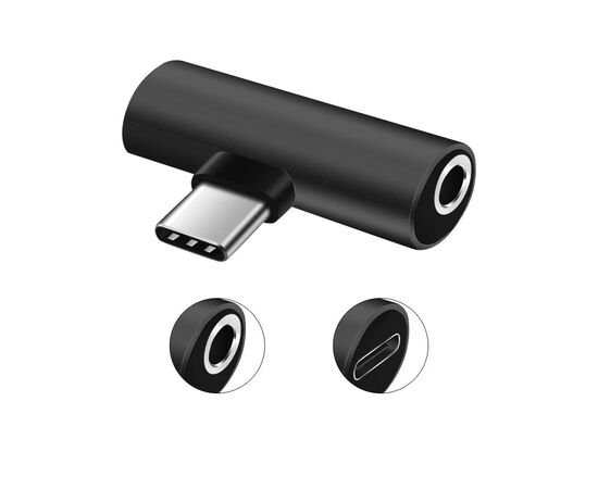 Переходник USB-C M to USB-C F + 3.5mm F black XoKo (AC-205-BK)