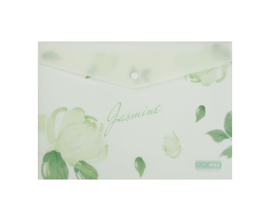 Папка - конверт Buromax А4 на кнопке, JASMINE ARABESKI, полупрозрачная, мятная (BM.3943-38)
