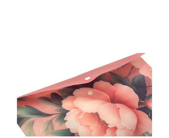 Папка - конверт Buromax А4 на кнопке, PEONY ARABESKI, полупрозрачная, розовая (BM.3943-10), изображение 3
