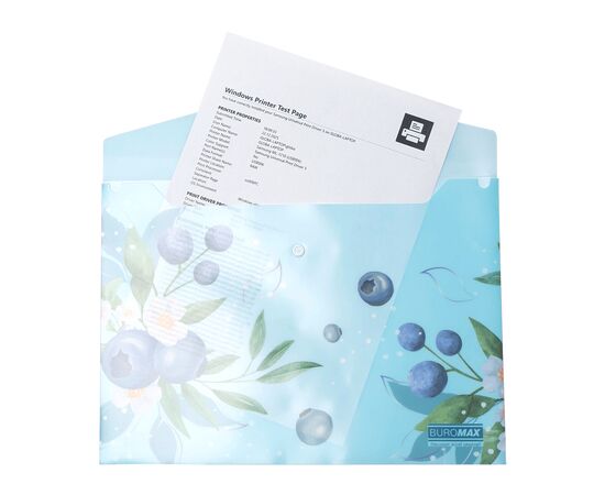 Папка - конверт Buromax А4 на кнопке, BLUEBERRY ARABESKI, полупрозрачная, морская волна (BM.3943-17), изображение 2