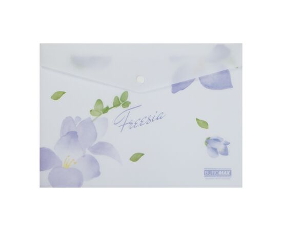 Папка - конверт Buromax А4 на кнопке, FREESIA ARABESKI, полупрозрачная, сиреневая (BM.3943-26)
