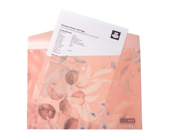 Папка - конверт Buromax А4 на кнопке, PEACH ARABESKI, полупрозрачная, персиковая (BM.3943-46), изображение 2