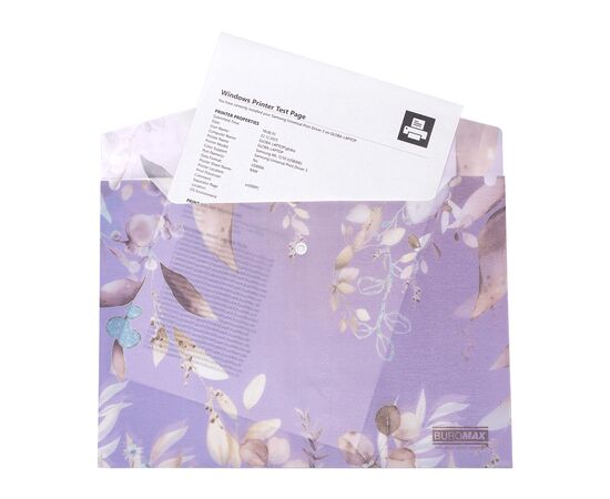 Папка - конверт Buromax А4 на кнопке, LILAC ARABESKI, полупрозрачная, сливовая (BM.3943-48), изображение 2