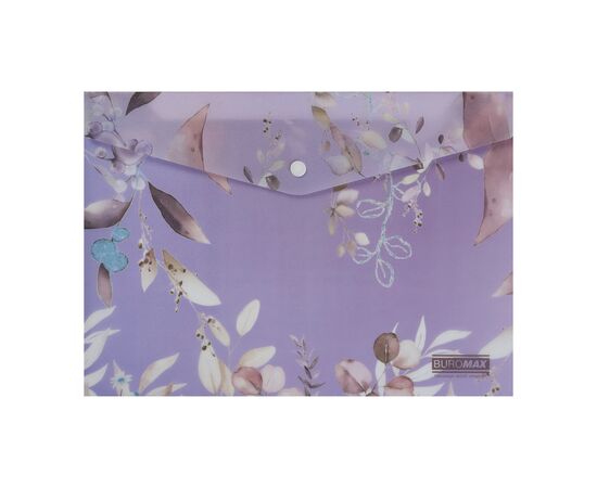 Папка - конверт Buromax А4 на кнопке, LILAC ARABESKI, полупрозрачная, сливовая (BM.3943-48)