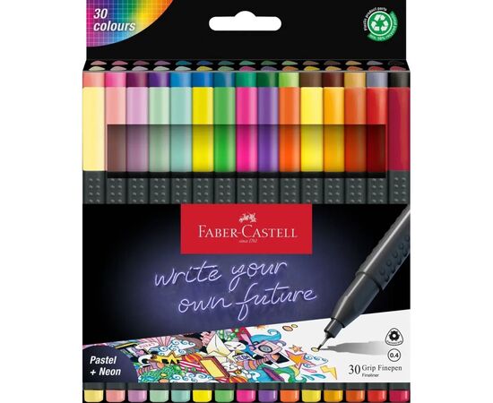 Лайнер Faber-Castell набор ручек капиллярных Grip Finepen трехгранная 0,4 мм 30 цветов (32272)