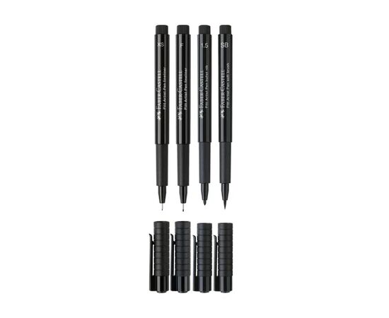 Лайнер Faber-Castell набор капиллярных ручек кисточки Pitt Artist Pen Comic Black Set, (SB, 1,5, F, XS) цвет черный (30337), изображение 3