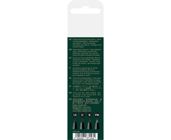 Лайнер Faber-Castell набор капиллярных ручек Pitt Artist Pens Manga Black, (B, F, S, XS) цвет черный (32100), изображение 2