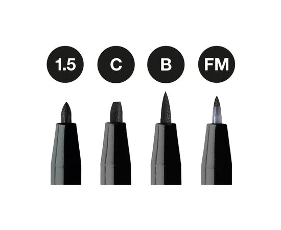 Лайнер Faber-Castell набор капиллярных ручек Pitt Artist Pens Manga Black, (B, F, S, XS) цвет черный (32100), изображение 3