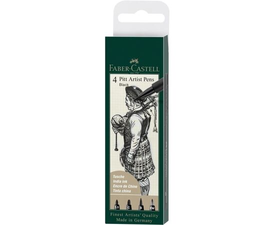 Лайнер Faber-Castell набор капиллярных ручек Pitt Artist Pens Manga Black, (B, F, S, XS) цвет черный (32100)