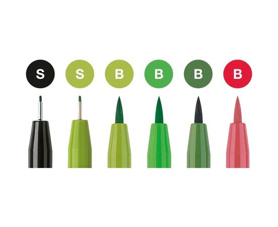 Лайнер Faber-Castell набор ручек капиллярных PITT Artist Pens Hand Lettering Set 6 шт. разных толщин (27339), изображение 2