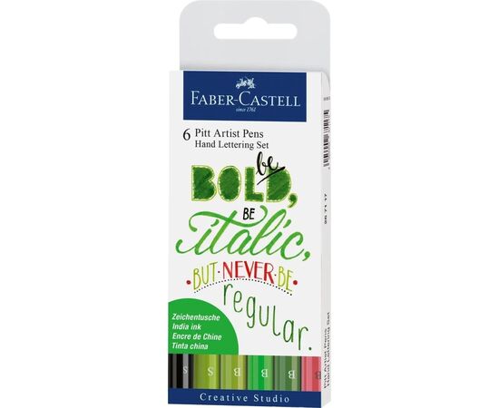 Лайнер Faber-Castell набор ручек капиллярных PITT Artist Pens Hand Lettering Set 6 шт. разных толщин (27339)