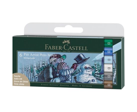 Лайнер Faber-Castell набор капиллярных ручек кисточки PITT Artist Pens Brush Winterlude, 6 цветов (32106)