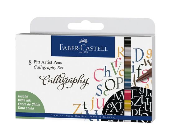 Лайнер Faber-Castell набор капиллярных ручек для каллиграфии PITT Calligraphy 8 цветов (28953)