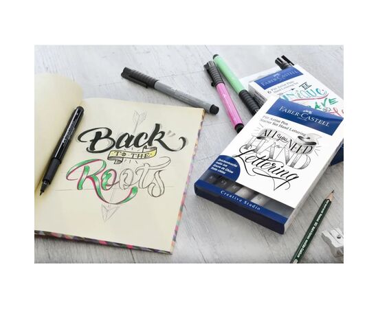 Лайнер Faber-Castell набор капиллярных ручек Pitt Artist Pens Starter Set Hand Lettering 9 предметов (27372), изображение 4