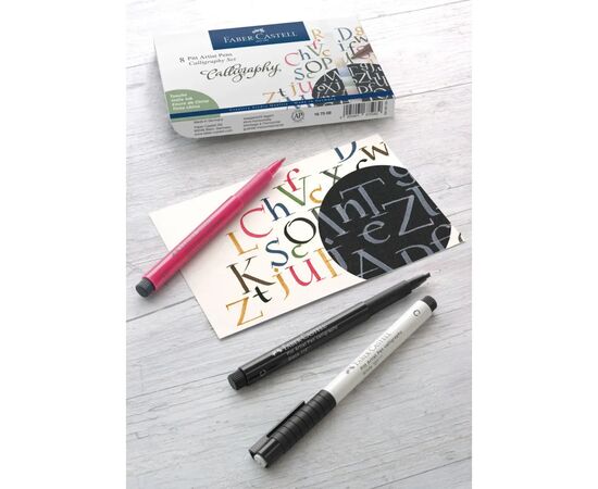 Лайнер Faber-Castell набор капиллярных ручек для каллиграфии PITT Calligraphy из 6 цветов (28952), изображение 10