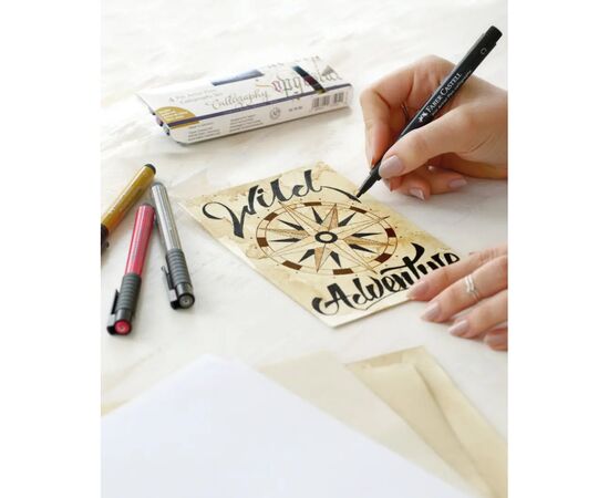 Лайнер Faber-Castell набор капиллярных ручек для каллиграфии PITT Calligraphy из 6 цветов (28952), изображение 9