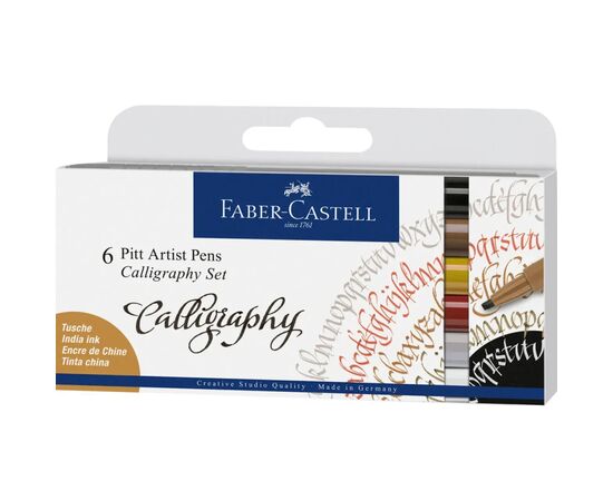 Лайнер Faber-Castell набор капиллярных ручек для каллиграфии PITT Calligraphy из 6 цветов (28952)