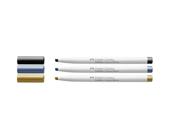Набор маркеров Faber-Castell тонких для декора Goldfaber Creative Marker Calligraphy, 3 цвета, наконечник С (каллиграфия) (33008), изображение 3