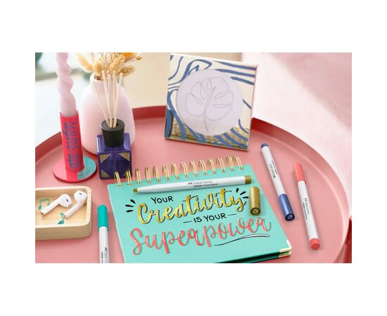 Набор маркеров Faber-Castell тонких для декора Goldfaber Creative Marker Calligraphy, 3 цвета, наконечник С (каллиграфия) (33008), изображение 4