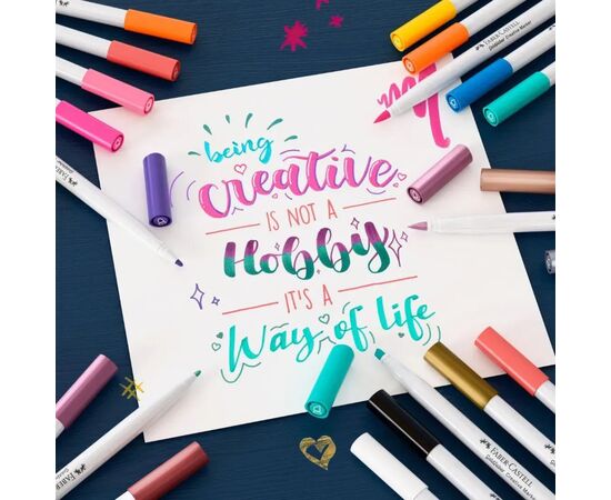 Набор маркеров Faber-Castell тонких для декора Goldfaber Creative Marker Calligraphy, 3 цвета, наконечник С (каллиграфия) (33008), изображение 5