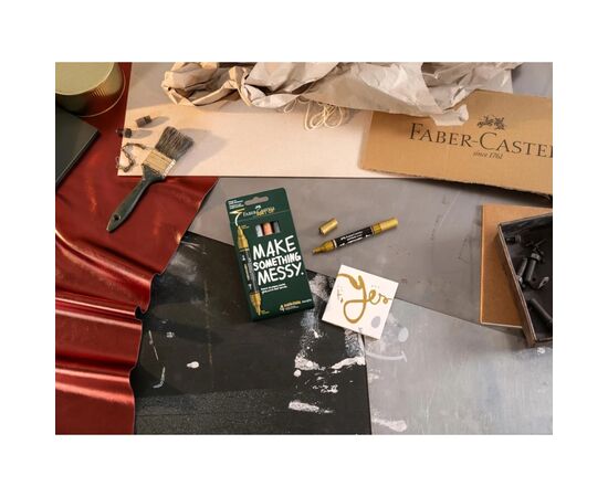 Набор маркеров Faber-Castell акриловые двусторонние Multimark Acrylic Metallic, 4 цвета (33113), изображение 2