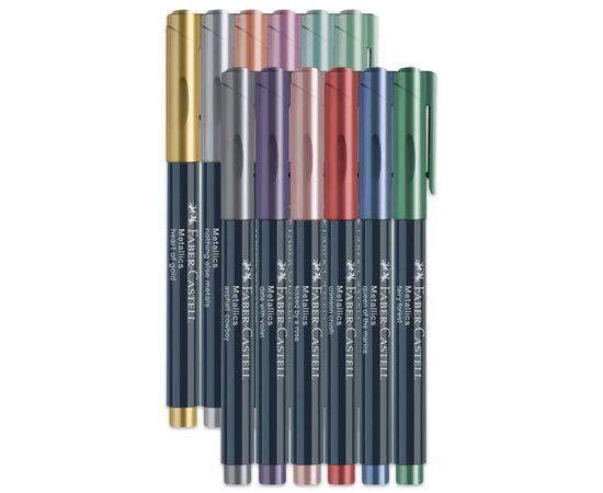Набор маркеров Faber-Castell тонких металликов для декорирования Metallics Marker M (1,5 мм) 12 цветов (32019), изображение 3