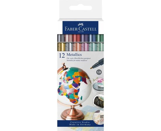 Набор маркеров Faber-Castell тонких металликов для декорирования Metallics Marker M (1,5 мм) 12 цветов (32019)