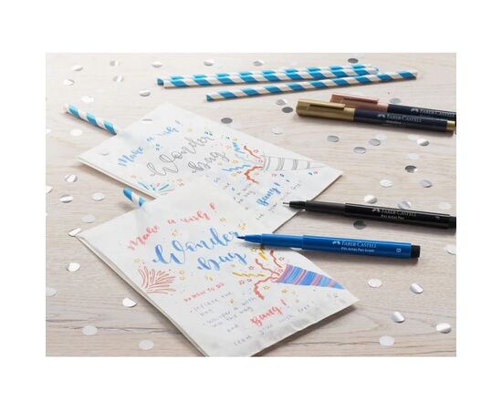 Набор маркеров Faber-Castell тонких металликов для декорирования Metallics Marker M (1,5 мм) 12 цветов (30353), изображение 4