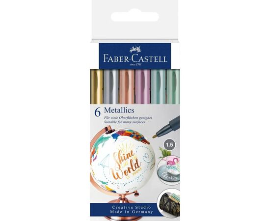 Набор маркеров Faber-Castell тонких металликов для декорирования Metallics Marker M (1,5 мм) 12 цветов (30353)