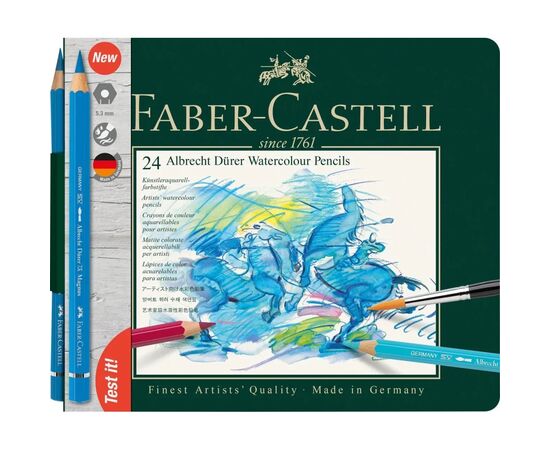 Карандаши цветные Faber-Castell Albrecht Drer ,акварельні, 24 кольора, в металевій коробці (117524) (15438), изображение 3